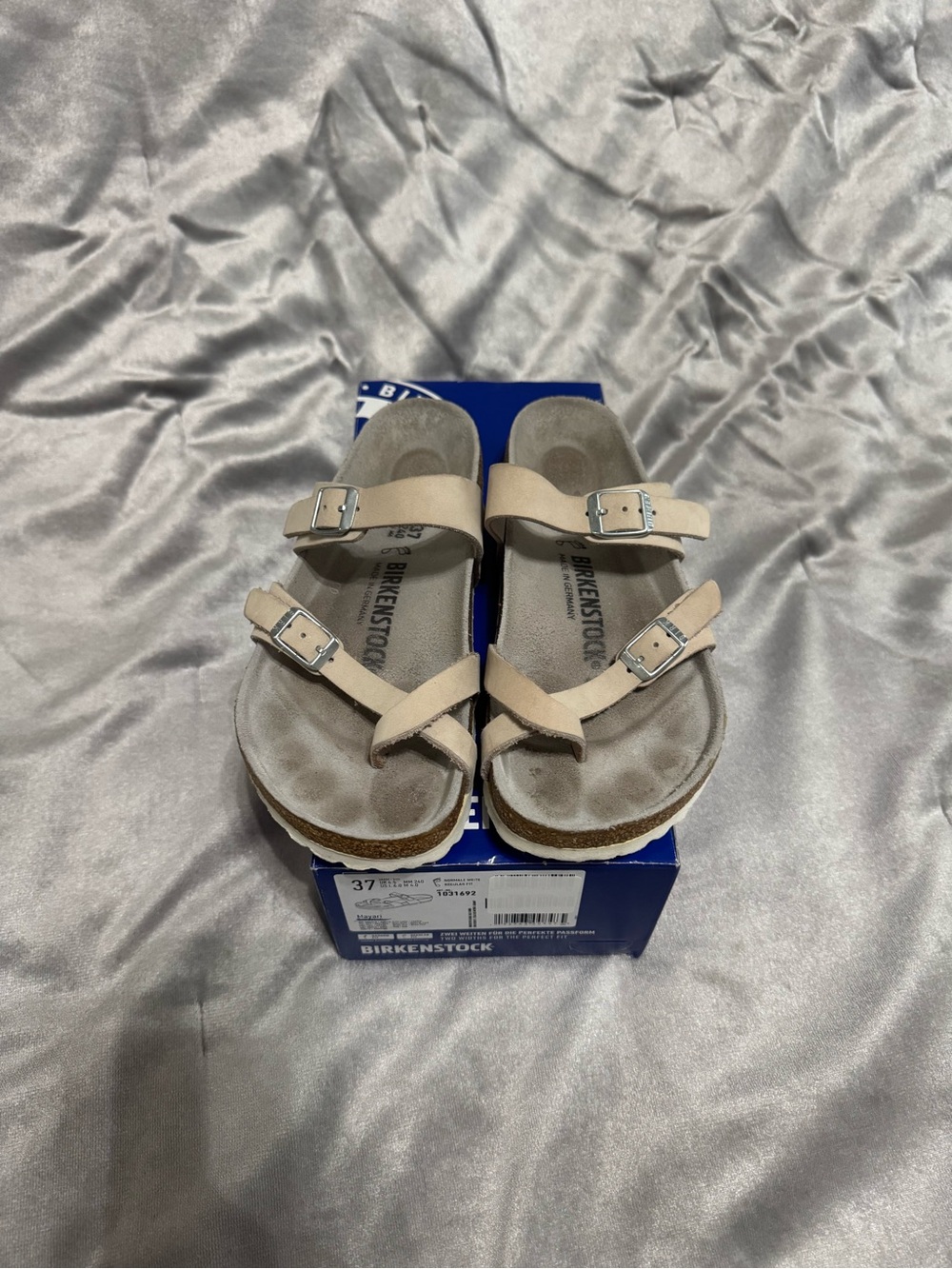 Birkenstock Mayari Sandals in Light Grey Leather